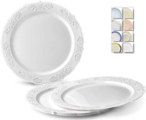 img 3 attached to 🍽 OCCASIONS 40 Plates Pack - Elegant Vintage Party Plastic Plates for Weddings & Events (10.25'' Dinner Plate, Portofino in White)