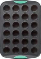 trudeau structure silicone muffin pan, 24 cup mini, grey/mint: efficient non-stick baking tray for perfect muffins logo