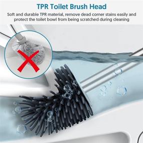 img 3 attached to 🚽 White Silicone Toilet Bowl Brush and Holder Set by ENSPOWAY - Modern Design, Deep Cleaning Rubber Brushes with Non-Slip Long Handle, Quick Drying