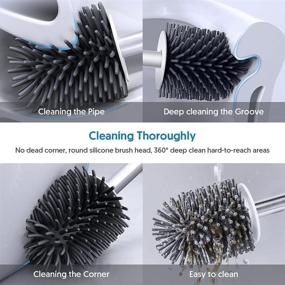 img 1 attached to 🚽 White Silicone Toilet Bowl Brush and Holder Set by ENSPOWAY - Modern Design, Deep Cleaning Rubber Brushes with Non-Slip Long Handle, Quick Drying