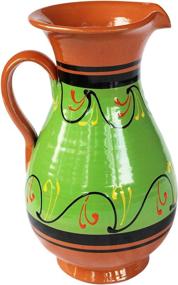 img 2 attached to 🍶 Exquisite Terracotta Green Quart Pitcher: Hand-Painted Artisanal Delight