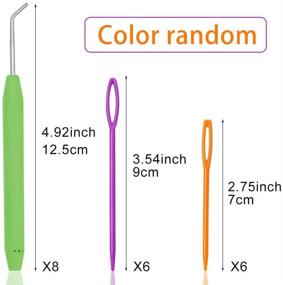 img 3 attached to 🧶 Green Loom Knit Hook Set and Crochet Needle Kit - 8 Pcs Knitting Loom Hooks with 12 Pcs Colorful Plastic Sewing Needles for Knitting Looms and Boards