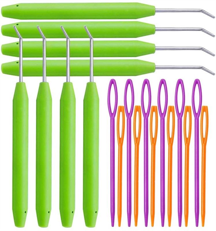  LOOEN 55PCS Crochet Hooks Set with Case, 9 pcs Rubber Handles  Hook 2.0MM-6MM and 8 pcs Bamboo Hook 1.0MM-2.75MM Comfort Grip Accessories  Included(Green)