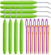 🧶 green loom knit hook set and crochet needle kit - 8 pcs knitting loom hooks with 12 pcs colorful plastic sewing needles for knitting looms and boards logo