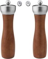 🧂 ctszoom salt and pepper grinder set – premium beech wooden manual salt grinder pepper mill shakers with ceramic spice grinders – easy adjustable coarseness - 8 inches (pack of 2) logo