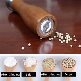 img 2 attached to 🧂 CTSZOOM Salt and Pepper Grinder Set – Premium Beech Wooden Manual Salt Grinder Pepper Mill Shakers with Ceramic Spice Grinders – Easy Adjustable Coarseness - 8 inches (Pack of 2)