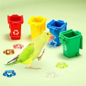 img 2 attached to 🐦 Enhance Bird Training with 12-Piece Toy Set: Skateboard, Garbage Cans, Basketball, Shopping Cart & More!