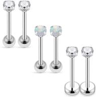 💎 yaalozei stainless steel stud earrings: stunning 16g-18g women's cartilage, tragus, and helix piercing jewelry with created-opal - 3mm, 6pcs-12pcs logo