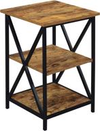 convenience concepts tucson end table, 3 tier, barnwood/black logo