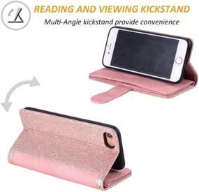 img 2 attached to Retro Rose Gold Wallet Case for iPhone 6 Plus & 6S Plus - 9 Card Holder Slots, Zipper Pocket, Handbag Design, PU Leather, Magnetic Closure, Kickstand, Wrist Strap, TPU Shockproof, Flip Case