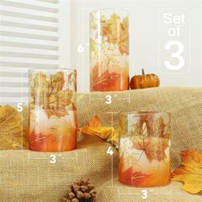 img 2 attached to 🕯️ Revelbunny Flickering Flameless Candles - Fall Leaves Decorative LED Pillar Candles | Battery Operated Glass Effect Electric Candles for Autumn Harvest Thanksgiving Christmas | Set of 3