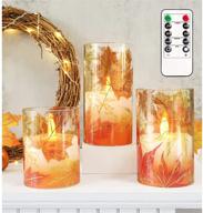 🕯️ revelbunny flickering flameless candles - fall leaves decorative led pillar candles | battery operated glass effect electric candles for autumn harvest thanksgiving christmas | set of 3 логотип