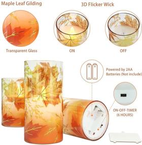 img 3 attached to 🕯️ Revelbunny Flickering Flameless Candles - Fall Leaves Decorative LED Pillar Candles | Battery Operated Glass Effect Electric Candles for Autumn Harvest Thanksgiving Christmas | Set of 3