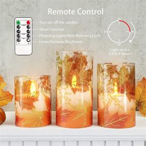 img 1 attached to 🕯️ Revelbunny Flickering Flameless Candles - Fall Leaves Decorative LED Pillar Candles | Battery Operated Glass Effect Electric Candles for Autumn Harvest Thanksgiving Christmas | Set of 3