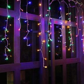 img 2 attached to 🎉 Qunlight LED Icicle Lights, 300 LEDs, 33ft, 8 Modes, Curtain Fairy Light Plug in for Indoor Outdoor, Wedding Christmas Halloween Thanksgiving Easter Party Backdrops Gazebo, Connectable - Multicolor