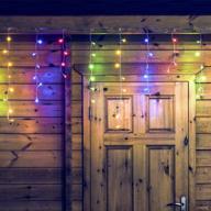 🎉 qunlight led icicle lights, 300 leds, 33ft, 8 modes, curtain fairy light plug in for indoor outdoor, wedding christmas halloween thanksgiving easter party backdrops gazebo, connectable - multicolor логотип