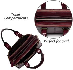 img 2 attached to 👜 Burgundy Women's Leather Satchel with Compartments - Vaschy Handbags & Wallets