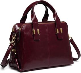 img 4 attached to 👜 Burgundy Women's Leather Satchel with Compartments - Vaschy Handbags & Wallets
