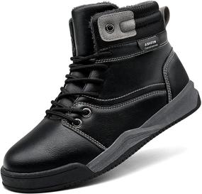 img 4 attached to Универсальные водонепроницаемые мальчики кожаные ботинки для моды на открытом воздухе