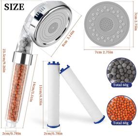 img 3 attached to 🚿 High Pressure Ionic Filter Shower Head with 3 Modes - Water Saving Showerhead for Dry Skin & Hair, Includes Extra Replaceable Accessories