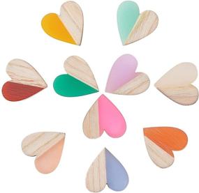 img 2 attached to 🎨 Airssory 50 Pcs Heart Shaped Resin & Wood Two Tone Flatback Button Slime Charms - DIY Craft Ornament Scrapbooking 15x14.5mm, 10 Colors