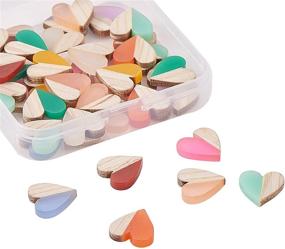 img 1 attached to 🎨 Airssory 50 Pcs Heart Shaped Resin & Wood Two Tone Flatback Button Slime Charms - DIY Craft Ornament Scrapbooking 15x14.5mm, 10 Colors