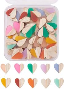 img 4 attached to 🎨 Airssory 50 Pcs Heart Shaped Resin & Wood Two Tone Flatback Button Slime Charms - DIY Craft Ornament Scrapbooking 15x14.5mm, 10 Colors