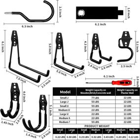 img 3 attached to 🔧 19-Pack Heavy Duty Garage Hooks for Ultimate Storage: Steel Tool Hangers with Anti-Slip Coating for Garden Tools, Ladders, Bikes, Bulky Items - Wall Mount Utility Hooks and Hangers