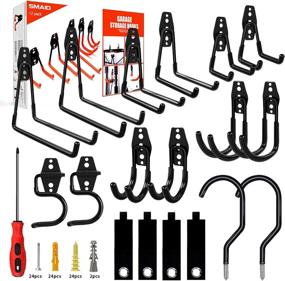 img 4 attached to 🔧 19-Pack Heavy Duty Garage Hooks for Ultimate Storage: Steel Tool Hangers with Anti-Slip Coating for Garden Tools, Ladders, Bikes, Bulky Items - Wall Mount Utility Hooks and Hangers