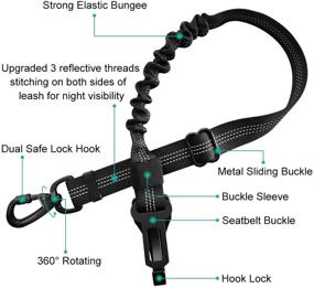 img 3 attached to 🐾 Joizinuo 4-in-1 Adjustable Dog Seat Belt, Reflective Dog Car Harness with Bungee, Upgraded Nylon Safety Seatbelt for Cars with Clip Hook Latch &amp; Buckle, Rotatable Aluminum Carabiner