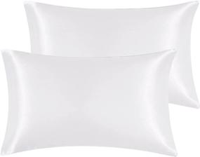 img 4 attached to Hansleep Pack of 2 Silky Queen Satin Pillowcases – Soft Hair and Skin Pillow Covers, Wrinkle and Fade Resistant with Envelope Closure (White, Queen Size 20x30)