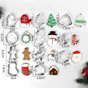 img 3 attached to 15PCS Stainless Steel Christmas Cookie Cutters Set | Snowman, Stocking, Gloves, Christmas Tree, Bells, Santa Claus, Snowflakes, Elk, Balloon, Stars, Love, House | Baking Molds for Cookies