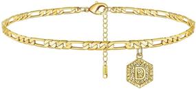 img 4 attached to 💎 Детская ювелирная бижутерия из нержавеющей стали - браслеты с инициалами Glimmerst Initial Bracelet