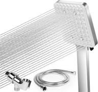 premium high pressure shower head with detachable handheld - 6 spray settings, stainless steel hose, adjustable bracket, and chrome finish by shineme logo