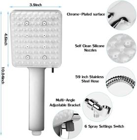 img 3 attached to Premium High Pressure Shower Head with Detachable Handheld - 6 Spray Settings, Stainless Steel Hose, Adjustable Bracket, and Chrome Finish by ShineMe