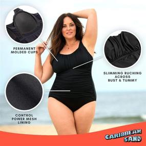 img 1 attached to 👙 Caribbean Sand Plus Size Control Swimsuit - Women's Clothing