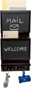 img 4 attached to Rustic Wall-Mounted Mail Sorter Organizer with Chalkboard Surface, Key Hooks, and Storage Slots - Paulownia Wood Entryway Décor in Dark Brown