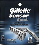 высококачественные картриджи для бритвы gillette sensor excel для мужчин – упаковка из 10 штук для превосходных результатов бритья! логотип