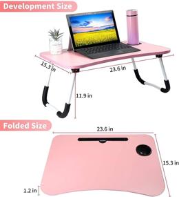 img 3 attached to 📚 Optimized Laptop Table: Foldable, Portable, Stable, Non-assembly Notebook Stand with Cup Holder for Breakfast, Book Reading, Movie Watching on Bed, Sofa, or Floor