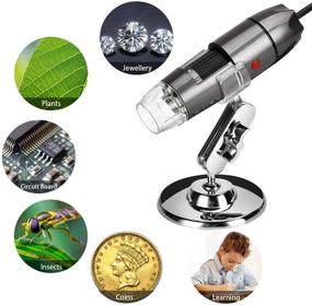 img 3 attached to 🔬 Gray USB Digital Microscope - 40-1000X Magnification Camera, 8 LED Lights, Handheld Mini Microscope for Kids and Students with Stand - Compatible with Android Smartphone and Windows Computer