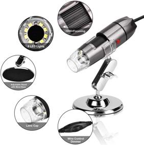 img 1 attached to 🔬 Gray USB Digital Microscope - 40-1000X Magnification Camera, 8 LED Lights, Handheld Mini Microscope for Kids and Students with Stand - Compatible with Android Smartphone and Windows Computer