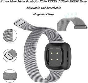 img 1 attached to Браслет для часов Fitbit Versa 3 SINPY, 2 шт. металлические магнитные замки петля стальные браслеты: регулируемая сменная ремешок для трекера Fitbit Sense - серебро/пушечно-серый