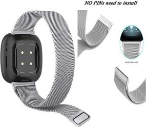 img 2 attached to Браслет для часов Fitbit Versa 3 SINPY, 2 шт. металлические магнитные замки петля стальные браслеты: регулируемая сменная ремешок для трекера Fitbit Sense - серебро/пушечно-серый