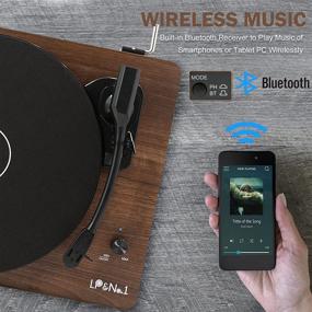 img 1 attached to Bluetooth Record Player with Speakers - LP&amp;No.1 Belt-Drive Stereo Turntable for Vinyl Records (3-Speed), USB & RCA Output, Vinyl to Digital Conversion, Wireless Bluetooth Technology - Walnut