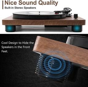 img 2 attached to Bluetooth Record Player with Speakers - LP&amp;No.1 Belt-Drive Stereo Turntable for Vinyl Records (3-Speed), USB & RCA Output, Vinyl to Digital Conversion, Wireless Bluetooth Technology - Walnut
