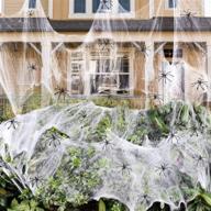 900 sqft super stretch spider webs halloween decorations kit with 30 fake spiders - ideal for indoor and outdoor party supplies логотип