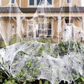 img 4 attached to 900 sqft Super Stretch Spider Webs Halloween Decorations Kit with 30 Fake Spiders - Ideal for Indoor and Outdoor Party Supplies