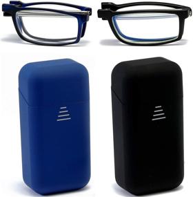img 4 attached to 👓 Folding Reading Glasses Compact Portable Blue Light Blocking Readers for Men and Women - 2 Pack in Case 2.0 for Computer Use