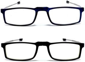 img 2 attached to 👓 Folding Reading Glasses Compact Portable Blue Light Blocking Readers for Men and Women - 2 Pack in Case 2.0 for Computer Use