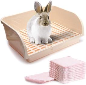 img 4 attached to 🐰 Premium Large Rabbit Litter Box with Bonus Pads, Convenient Drawer, Corner Toilet Box, and Spacious Pet Pan for Adult Guinea Pigs, Chinchilla, Ferret, Galesaur, and Small Animals